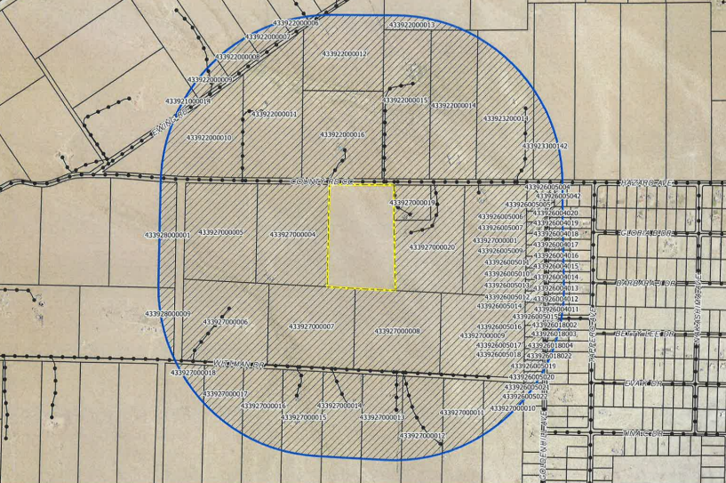 Aerial plot map with boundary lines